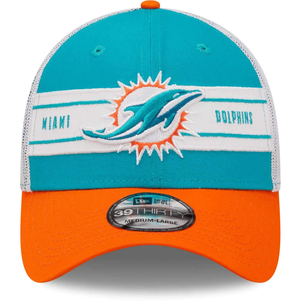 Men's Miami Dolphins New Era Aqua Stripe 39THIRTY Flex Hat