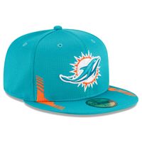 Men's New Era Aqua Miami Dolphins 2021 NFL Sideline Home 59FIFTY Fitted Hat