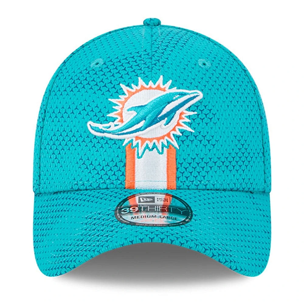 Casquette flexible New Era Aqua Miami Dolphins 2024 Sideline 39THIRTY pour hommes