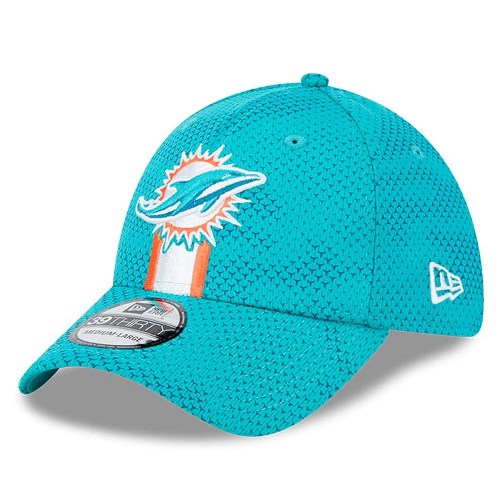 Casquette flexible New Era Aqua Miami Dolphins 2024 Sideline 39THIRTY pour hommes