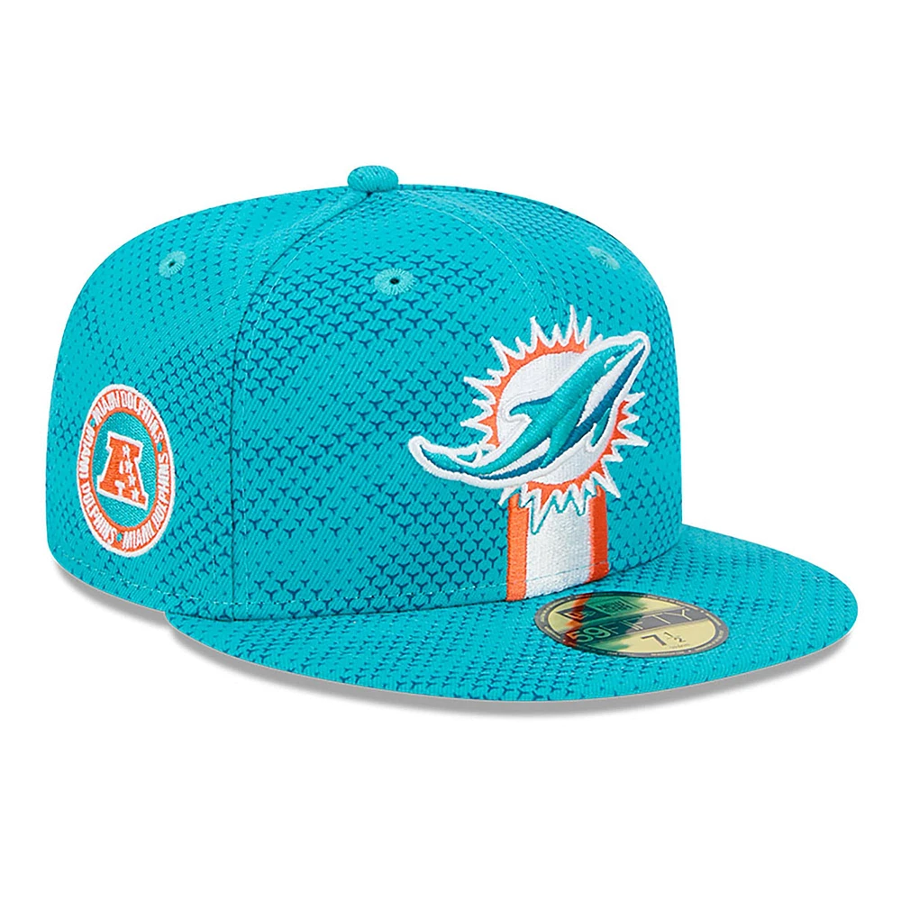 Men's New Era  Aqua Miami Dolphins 2024 Sideline 59FIFTY Fitted Hat