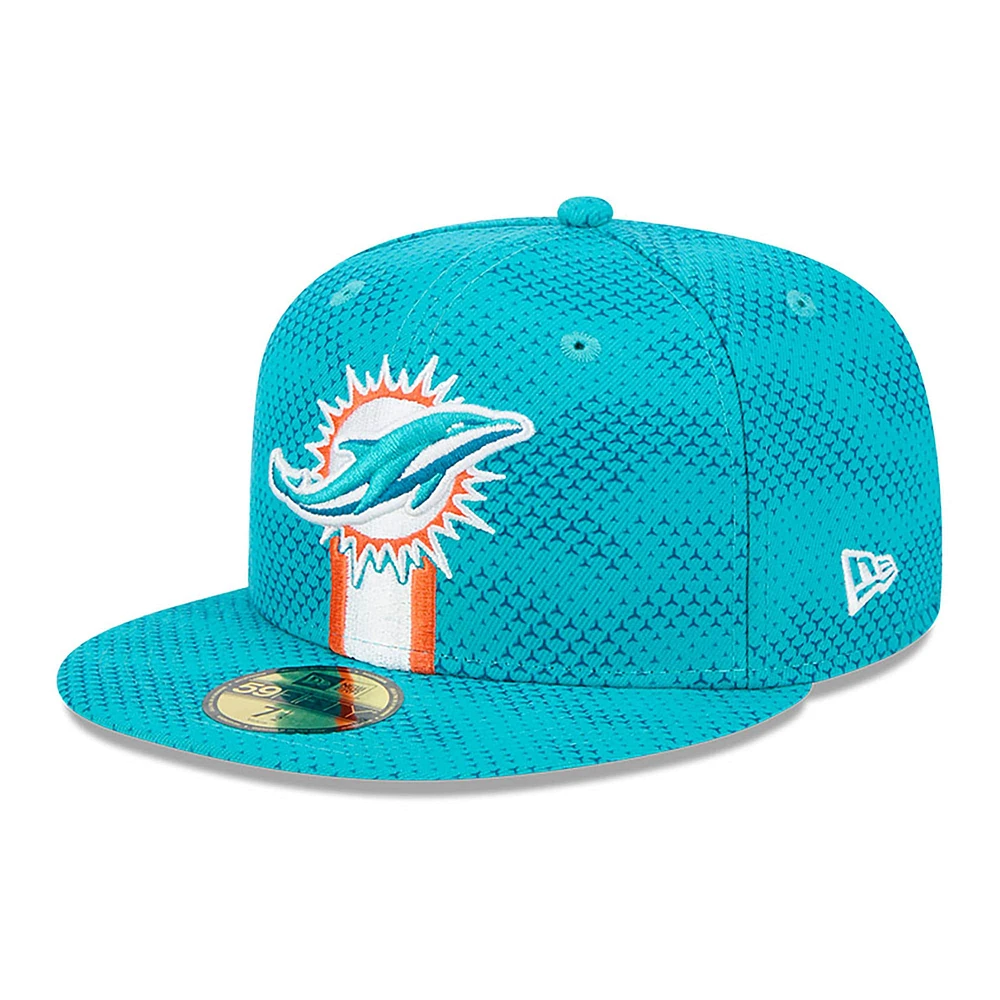 Casquette ajustée New Era Aqua Miami Dolphins 2024 Sideline 59FIFTY pour hommes