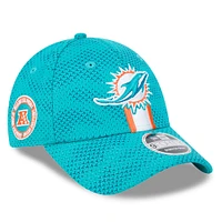 Casquette extensible à bouton-pression New Era Aqua Miami Dolphins 2024 Sideline 9FORTY pour hommes