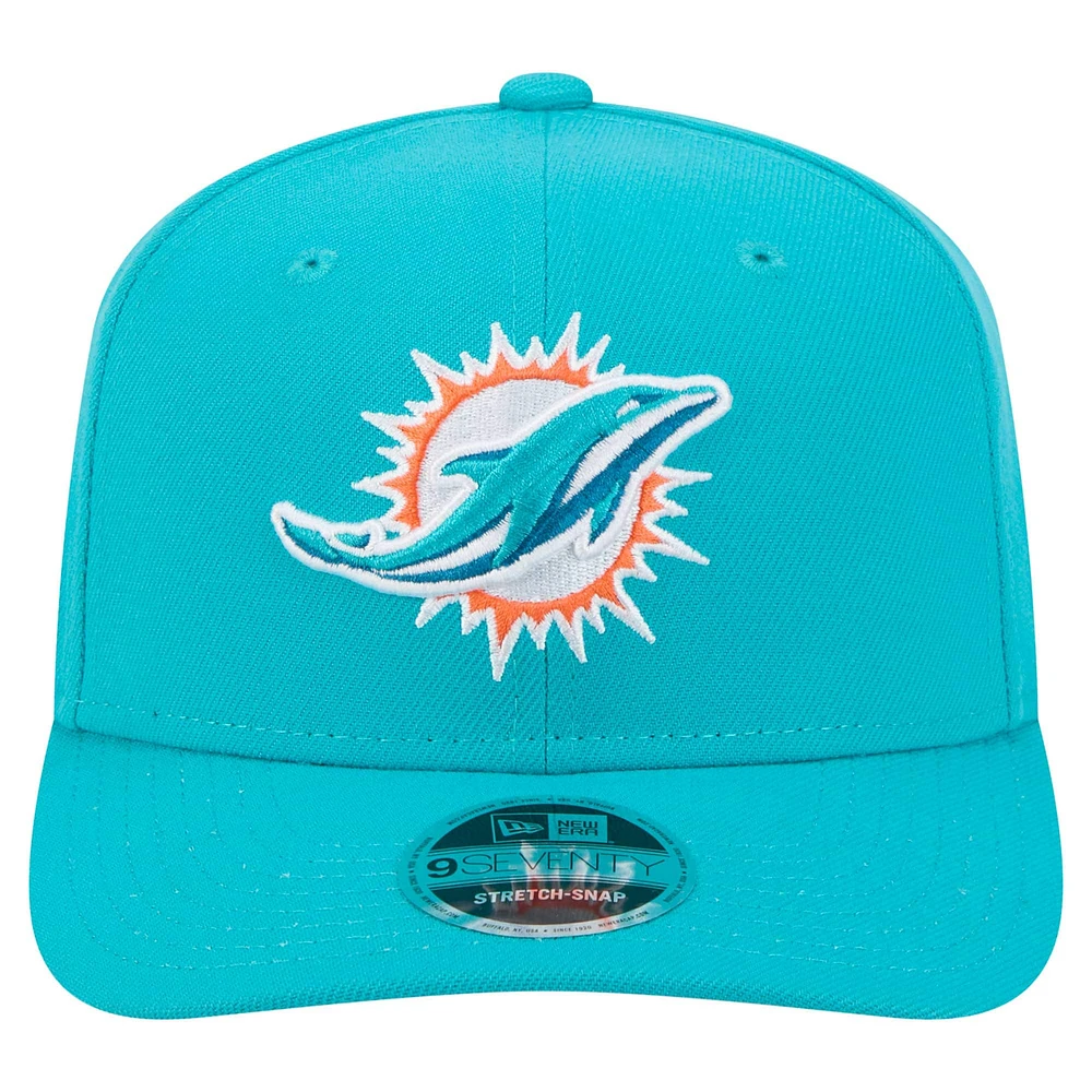 Casquette extensible à boutons-pression 9SEVENTY Miami Dolphins New Era Aqua pour homme