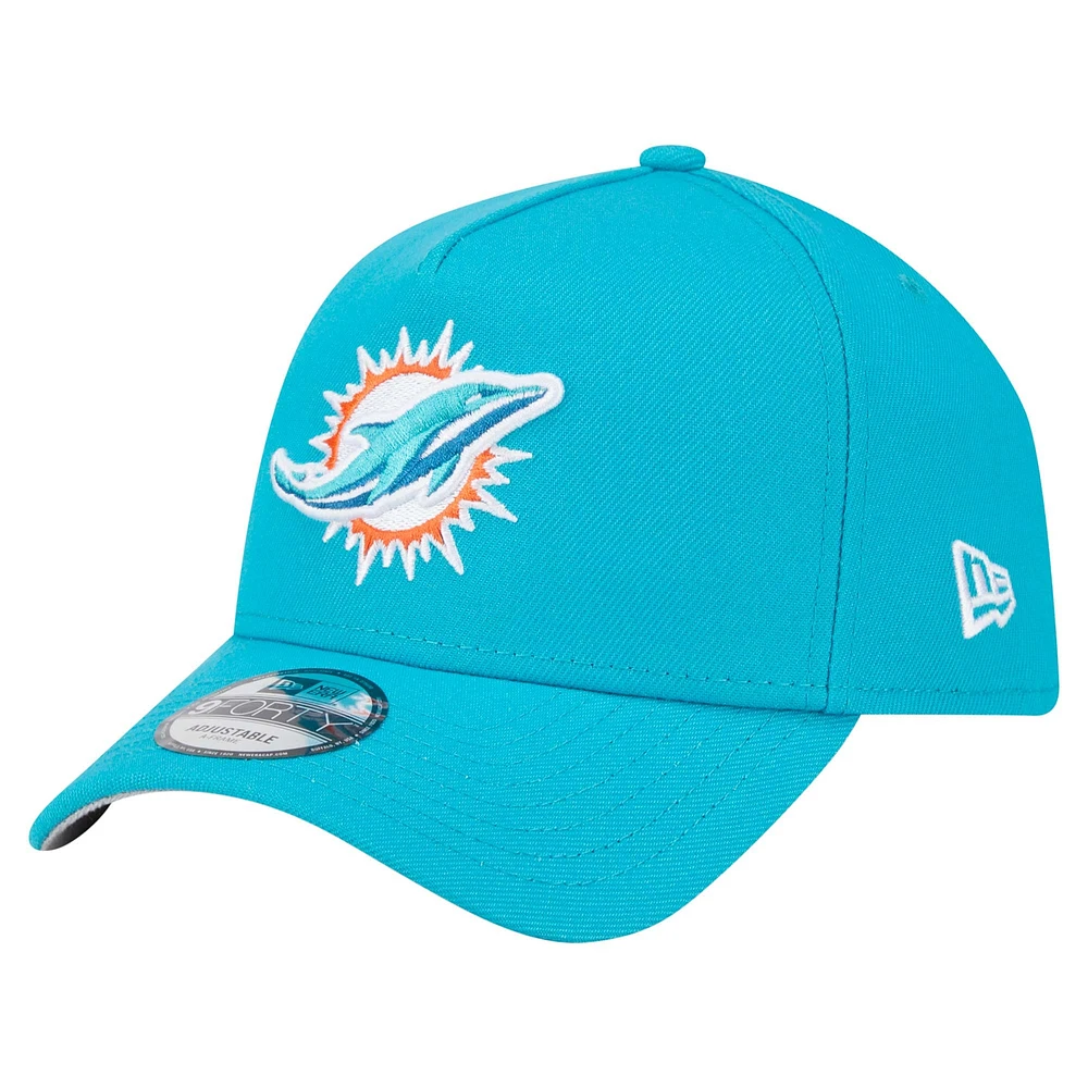 Men's New Era  Aqua Miami Dolphins  A-Frame 9FORTY Adjustable Hat