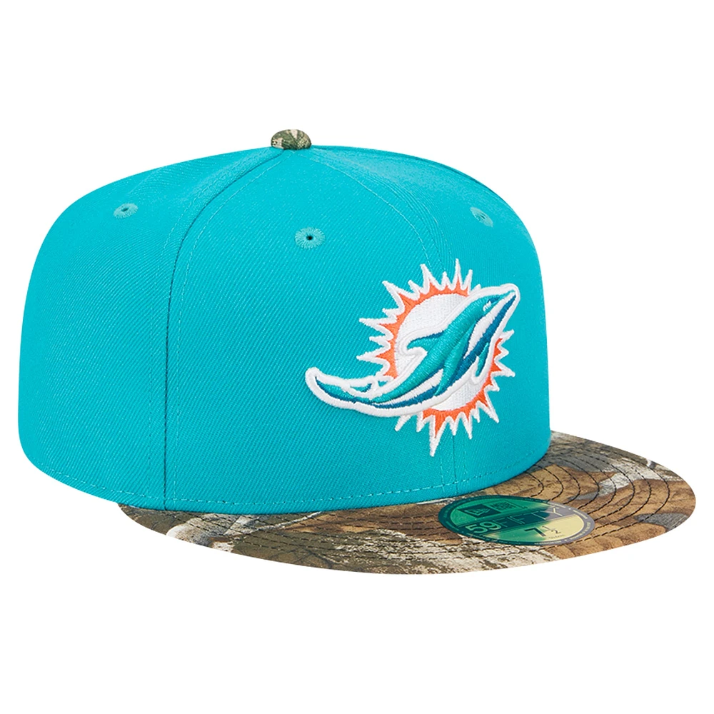 Men's New Era Aqua Miami Dolphins Active Two-Tone Camo 59FIFTY Fitted Hat