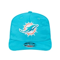 Men's New Era Aqua Miami Dolphins Adventure Camo Trucker 9SEVENTY Stretch-Snap Adjustable Hat