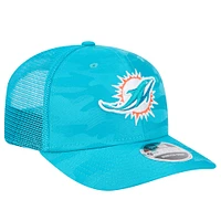 Men's New Era Aqua Miami Dolphins Adventure Camo Trucker 9SEVENTY Stretch-Snap Adjustable Hat