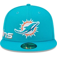 Men's New Era Aqua Miami Dolphins Arch 59FIFTY Fitted Hat