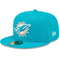 Men's New Era Aqua Miami Dolphins Arch 59FIFTY Fitted Hat