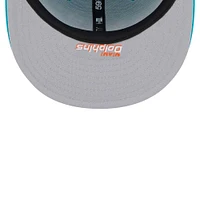 Men's New Era Aqua Miami Dolphins Arch 59FIFTY Fitted Hat