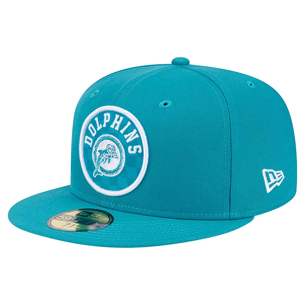 Casquette ajustée à carreaux 59FIFTY des Dolphins de Miami New Era pour homme