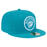 Men's New Era Aqua Miami Dolphins Checkered 59FIFTY Fitted Hat