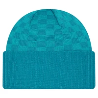 Men's New Era Aqua Miami Dolphins Checkered Cuffed Knit Hat