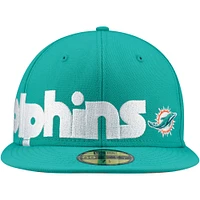 Casquette ajustée 59FIFTY sous-visière à carreaux Aqua Miami Dolphins New Era pour hommes