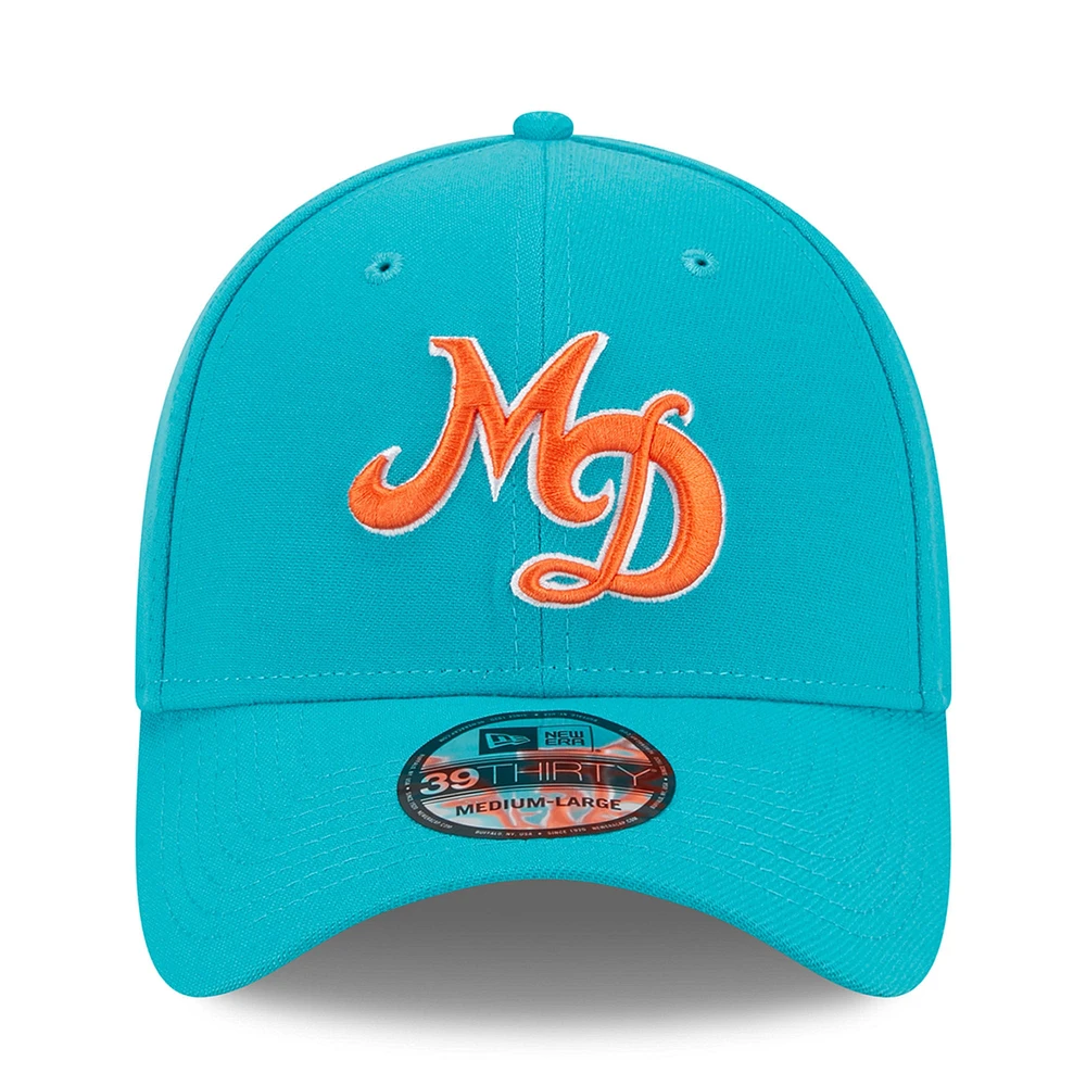 Men's New Era Aqua Miami Dolphins City Originals 39THIRTY Flex Hat