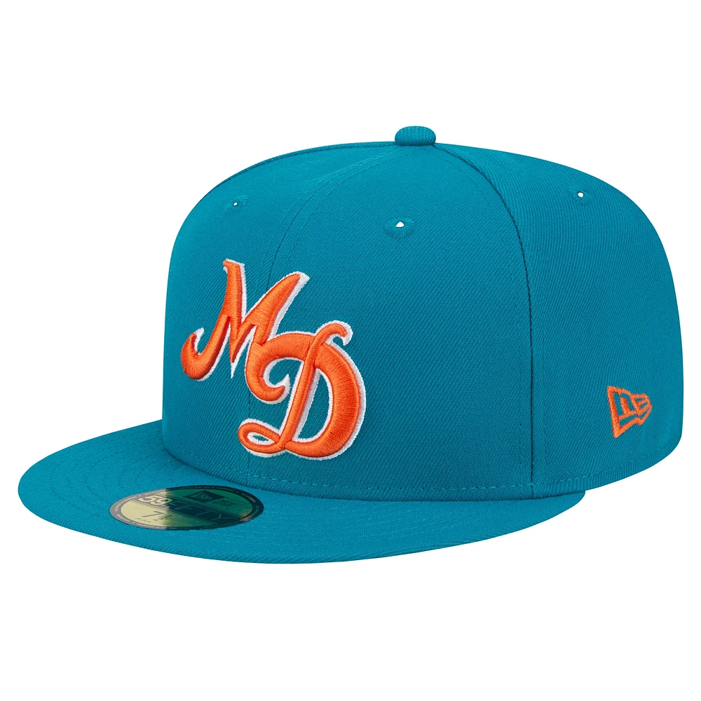 Men's New Era Aqua Miami Dolphins City Originals 59FIFTY Fitted Hat