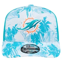 Casquette ajustable Hula Trucker 9SEVENTY Aqua Miami Dolphins pour homme de New Era