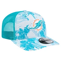 Casquette ajustable Hula Trucker 9SEVENTY Aqua Miami Dolphins pour homme de New Era