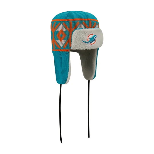 Miami Dolphins New Era Striped Knit Hat with Pom - Aqua