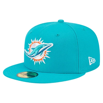 Casquette ajustée 59FIFTY Main des Dolphins de Miami Aqua New Era pour homme