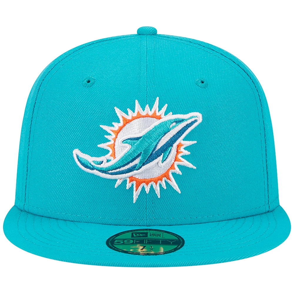 Men's New Era Aqua Miami Dolphins Main 59FIFTY Fitted Hat