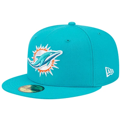 Men's New Era Aqua Miami Dolphins Main 59FIFTY Fitted Hat