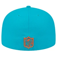 Men's New Era Aqua Miami Dolphins  Main Patch 59FIFTY Fitted Hat