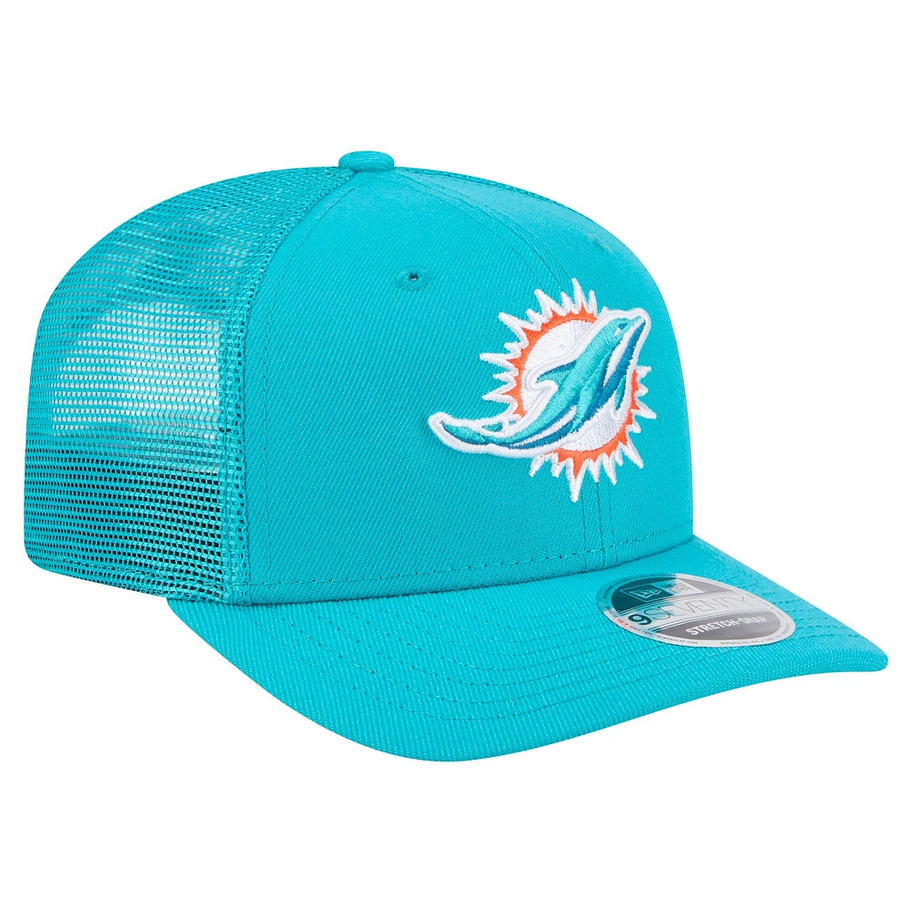 Casquette New Era Aqua Miami Dolphins Main Trucker 9SEVENTY extensible à boutons-pression pour homme