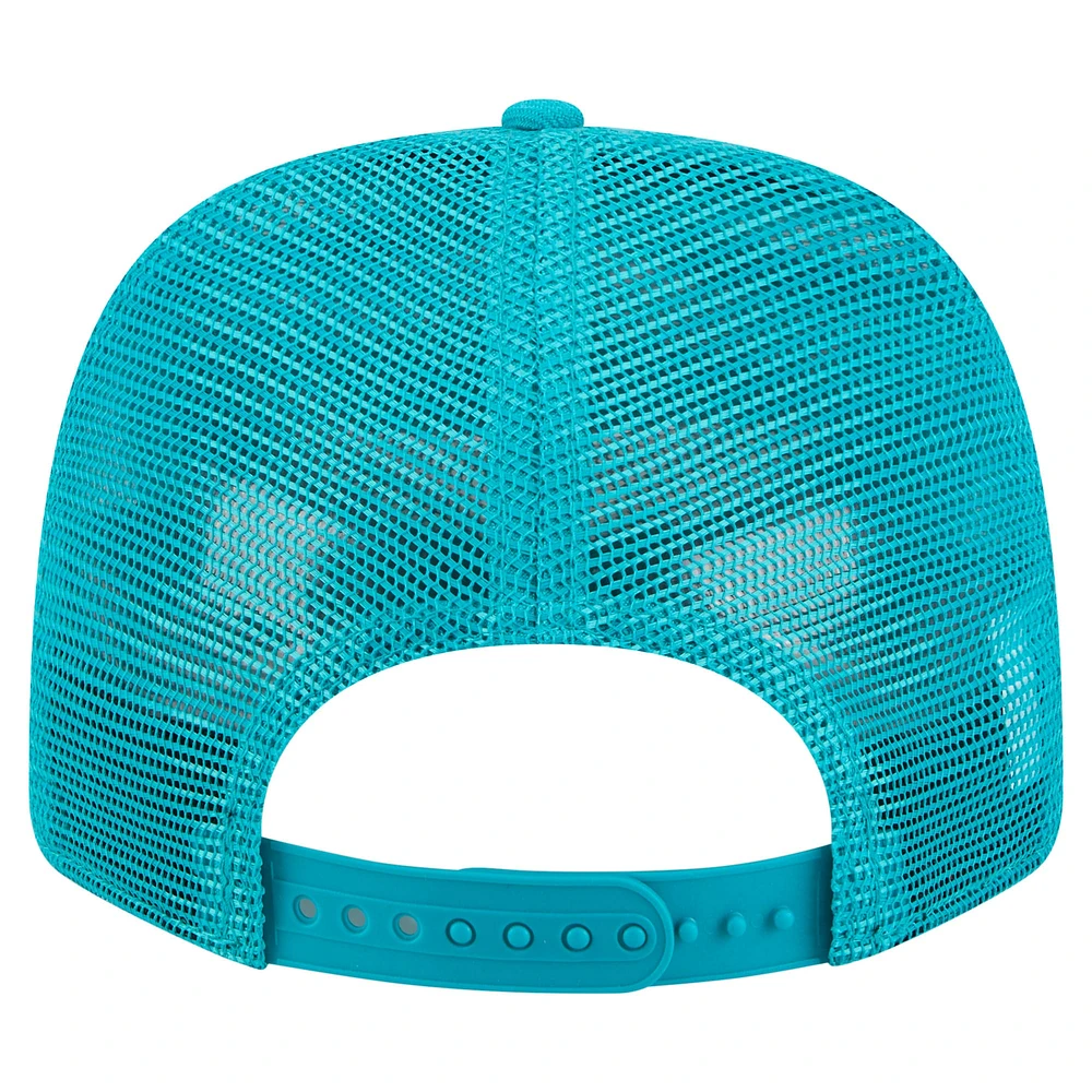 Casquette New Era Aqua Miami Dolphins Main Trucker 9SEVENTY extensible à boutons-pression pour homme