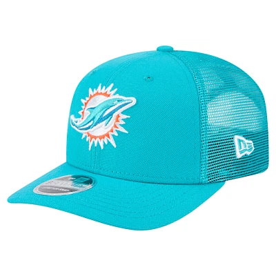 Casquette New Era Aqua Miami Dolphins Main Trucker 9SEVENTY extensible à boutons-pression pour homme