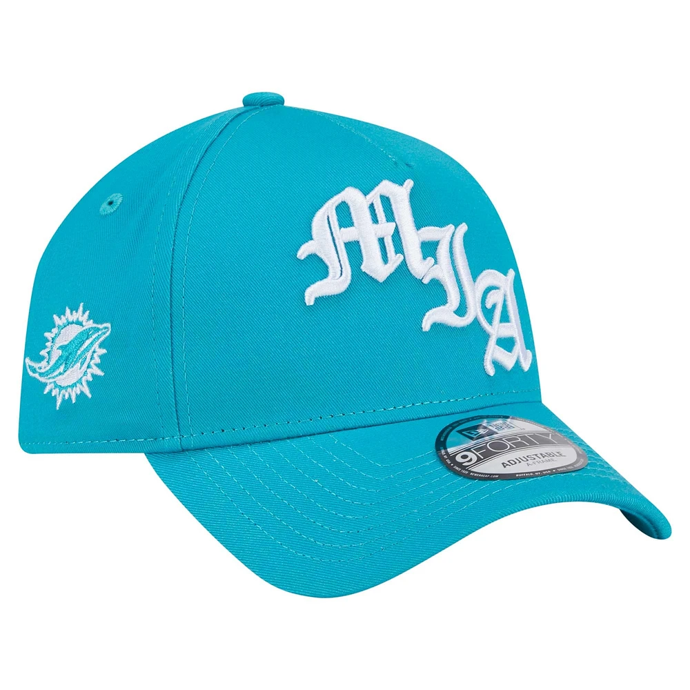 Casquette ajustable Mystic 9FORTY A-Frame pour homme New Era Aqua Miami Dolphins