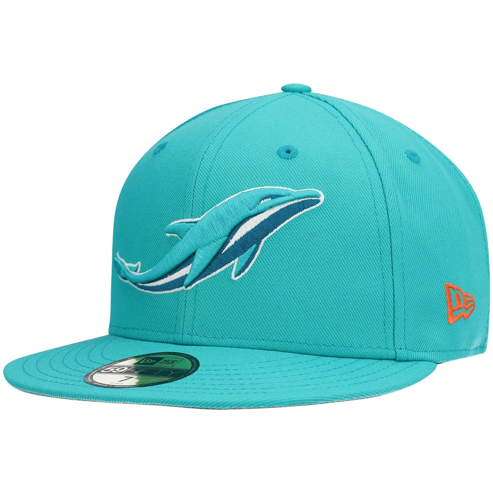 Men's New Era Aqua Miami Dolphins Omaha 59FIFTY Fitted Hat