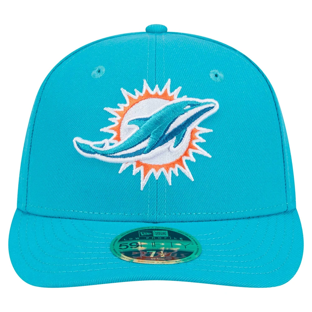 Casquette ajustée à profil bas 59FIFTY des Dolphins de Miami Omaha New Era pour homme