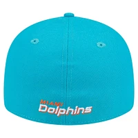 Casquette ajustée à profil bas 59FIFTY des Dolphins de Miami Omaha New Era pour homme