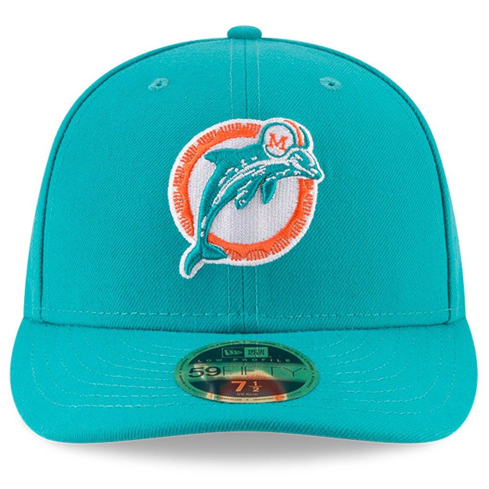 New Era Men's New Era Aqua Miami Dolphins Omaha Throwback Low Profile  59FIFTY Fitted Hat