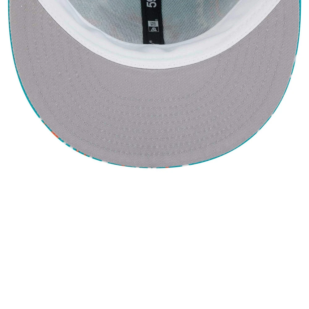 Casquette ajustée 59FIFTY Aqua Miami Dolphins Paisley pour hommes New Era