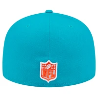 Men's New Era Aqua Miami Dolphins  Script Sided 59FIFTY Fitted Hat