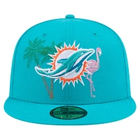 Casquette ajustée New Era Aqua Miami Dolphins State Stitch 59FIFTY pour homme