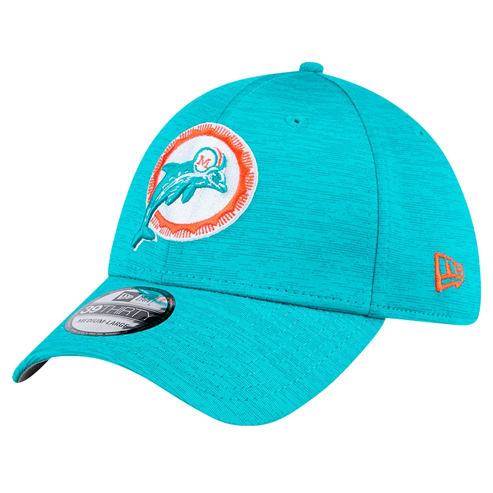 Men's New Era Aqua Miami Dolphins Throwback Active Tech 39THIRTY Flex Hat