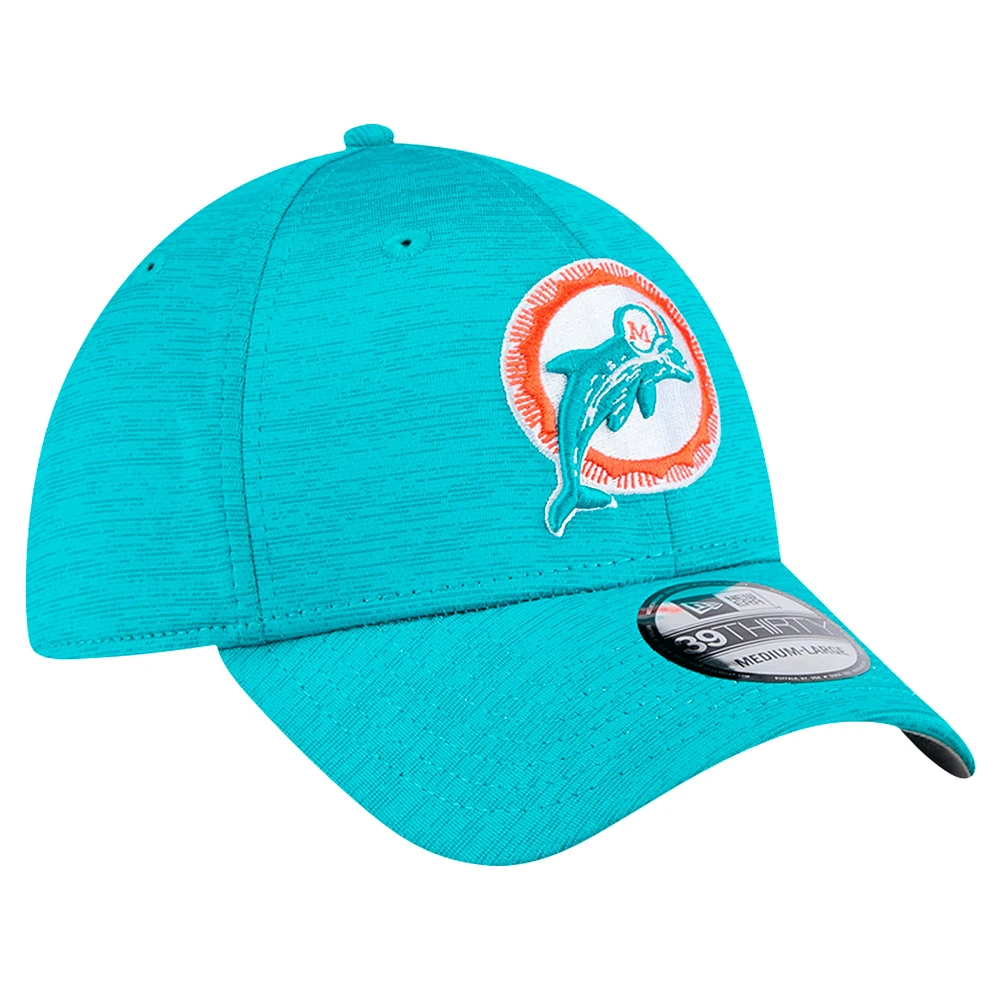 Men's New Era Aqua Miami Dolphins Throwback Active Tech 39THIRTY Flex Hat