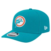 Casquette extensible à boutons-pression New Era Aqua Miami Dolphins Throwback Logo 9SEVENTY pour homme