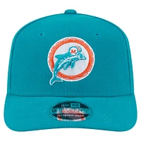 Casquette extensible à boutons-pression New Era Aqua Miami Dolphins Throwback Logo 9SEVENTY pour homme