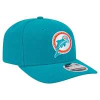 Casquette extensible à boutons-pression New Era Aqua Miami Dolphins Throwback Logo 9SEVENTY pour homme