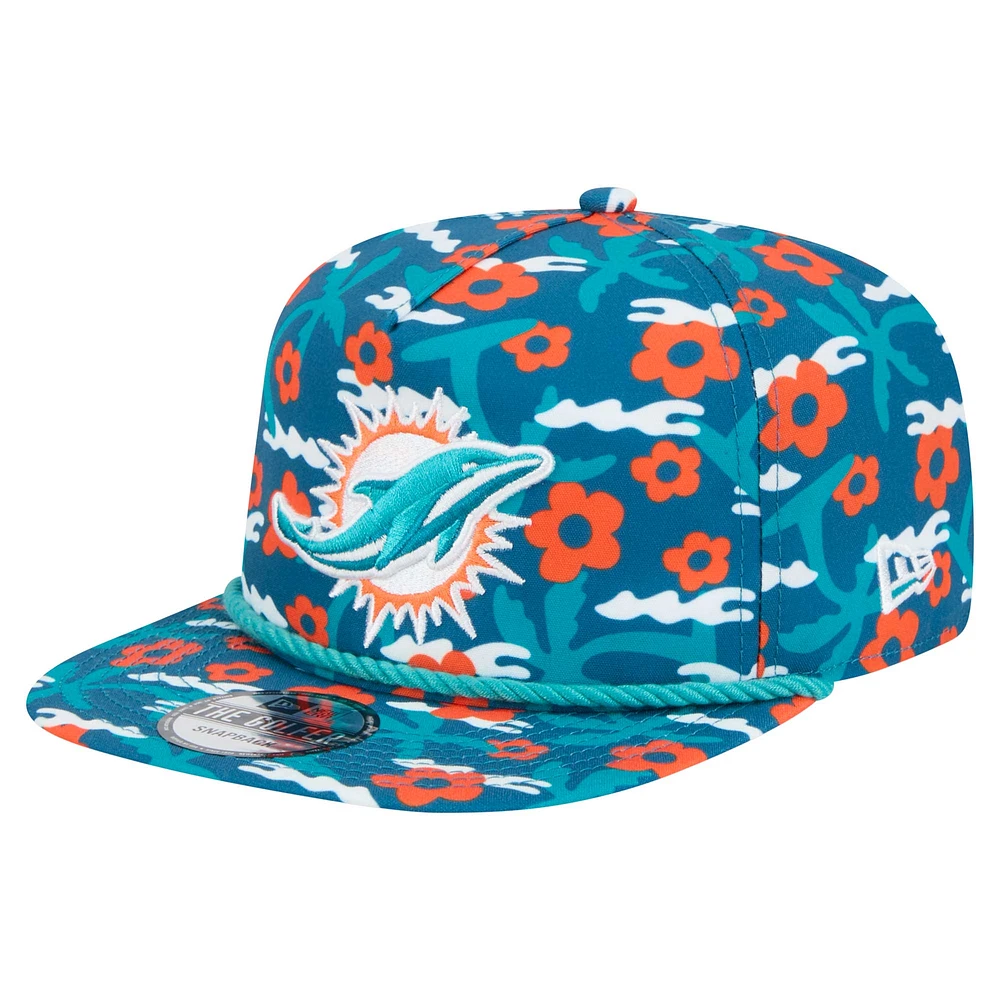 Men's New Era Aqua Miami Dolphins Wakey Wakey Golfer Snapback Hat