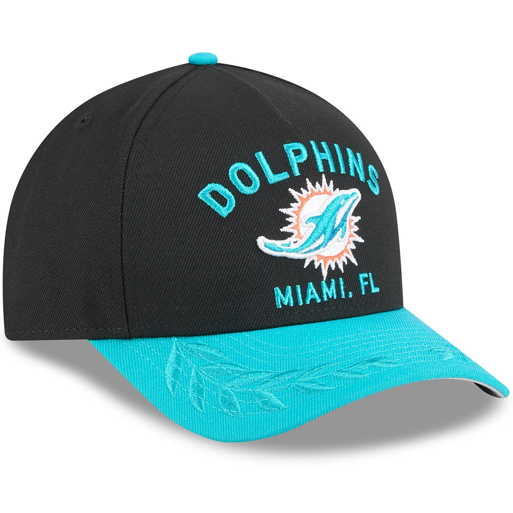 Casquette ajustable New Era 9FORTY M-Crown A-Frame pour homme, noire/aqua, Miami Dolphins, draft NFL 2025