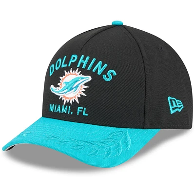 Casquette ajustable New Era 9FORTY M-Crown A-Frame pour homme, noire/aqua, Miami Dolphins, draft NFL 2025
