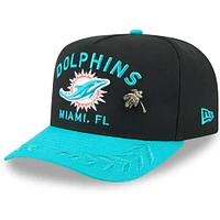 Men's New Era Black/Aqua Miami Dolphins 2025 NFL Draft On Stage A-Frame 59FIFTY Fitted Hat