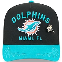 Men's New Era Black/Aqua Miami Dolphins 2025 NFL Draft On Stage A-Frame 59FIFTY Fitted Hat