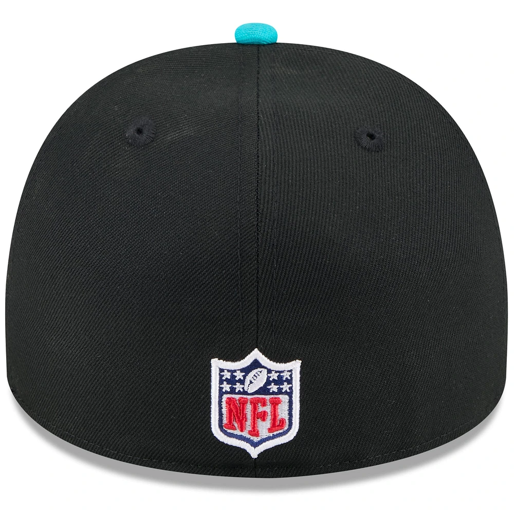 Men's New Era Black/Aqua Miami Dolphins 2025 NFL Draft On Stage A-Frame 59FIFTY Fitted Hat